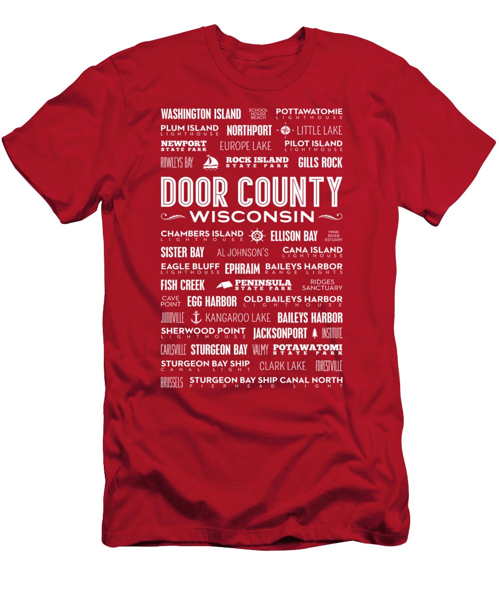 Places of Door County on Red Christopher Arndt T-Shirt