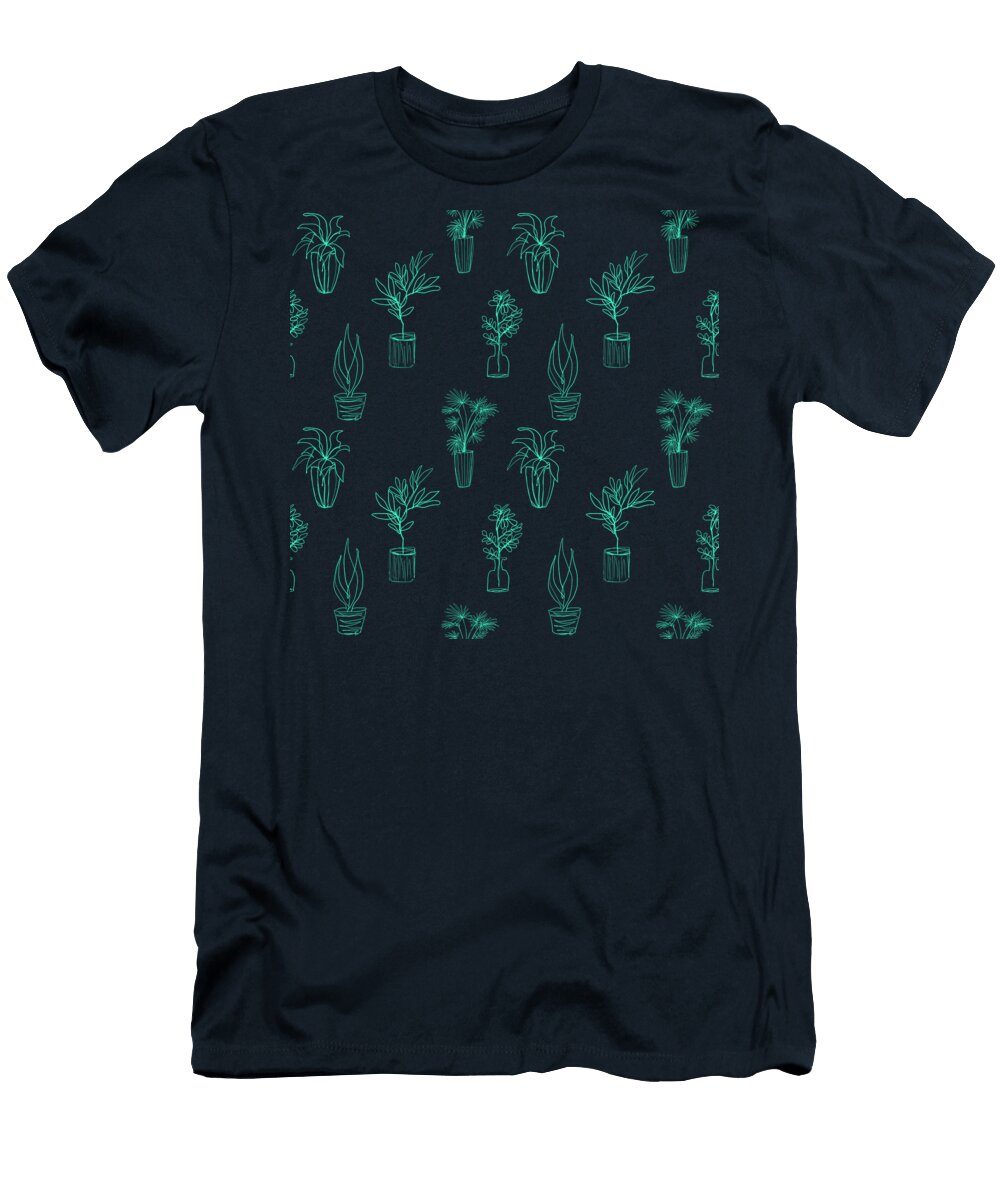 Plants Turquoise and White Potted Cute Cindy Edwards T-Shirt