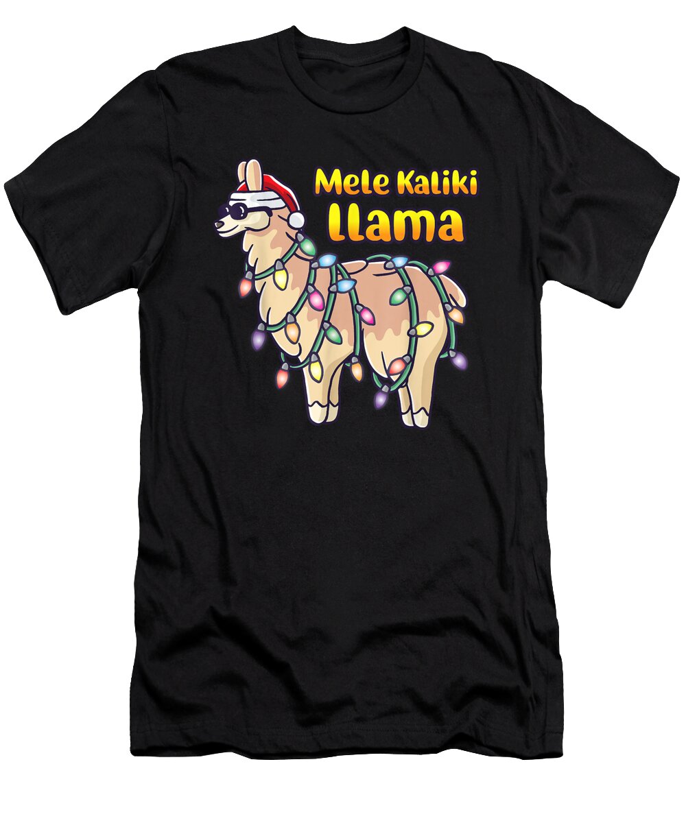 Poetic Mele Kaliki Llama Alpaca Santa Claus Hawaii Christmas Surfer Gift for Fans Ezone Prints T-Shirt