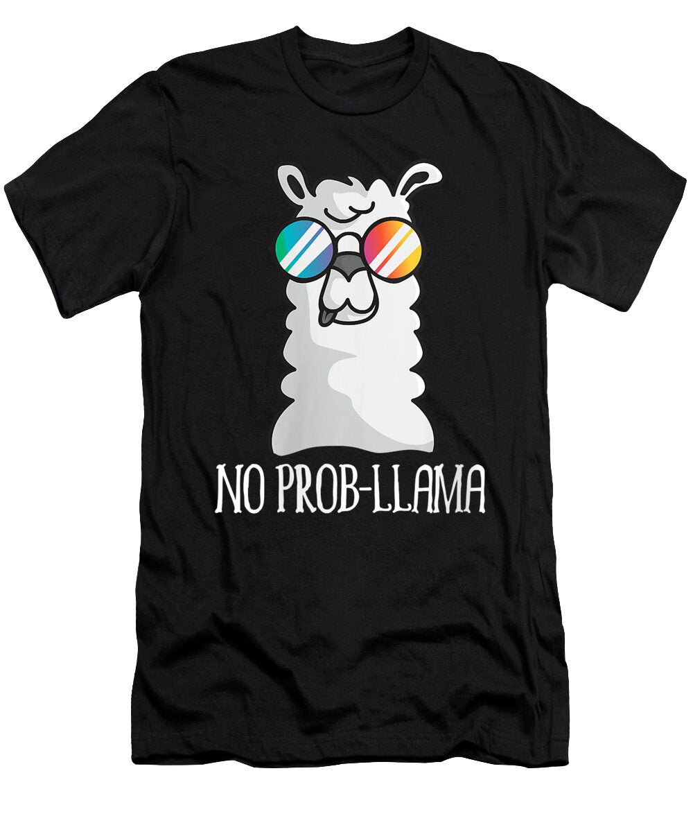 Poetic Womens No Prob Llama No Problem Cute Funny Cool Llama Alpaca V Neck Cute Fans Ezone Prints T-Shirt