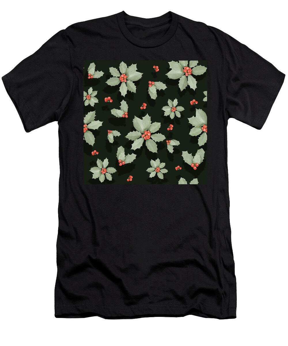 Poinsettia Flower and Winter Red Berries 032022 Vera Lee T-Shirt