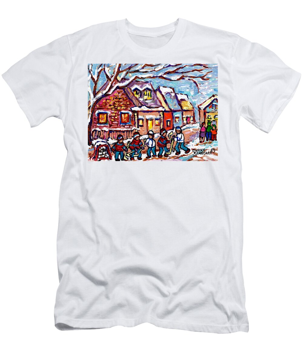 Pointe Claire Suburban Street Hockey Canadian Painting Carole Spandau Carole Spandau T-Shirt