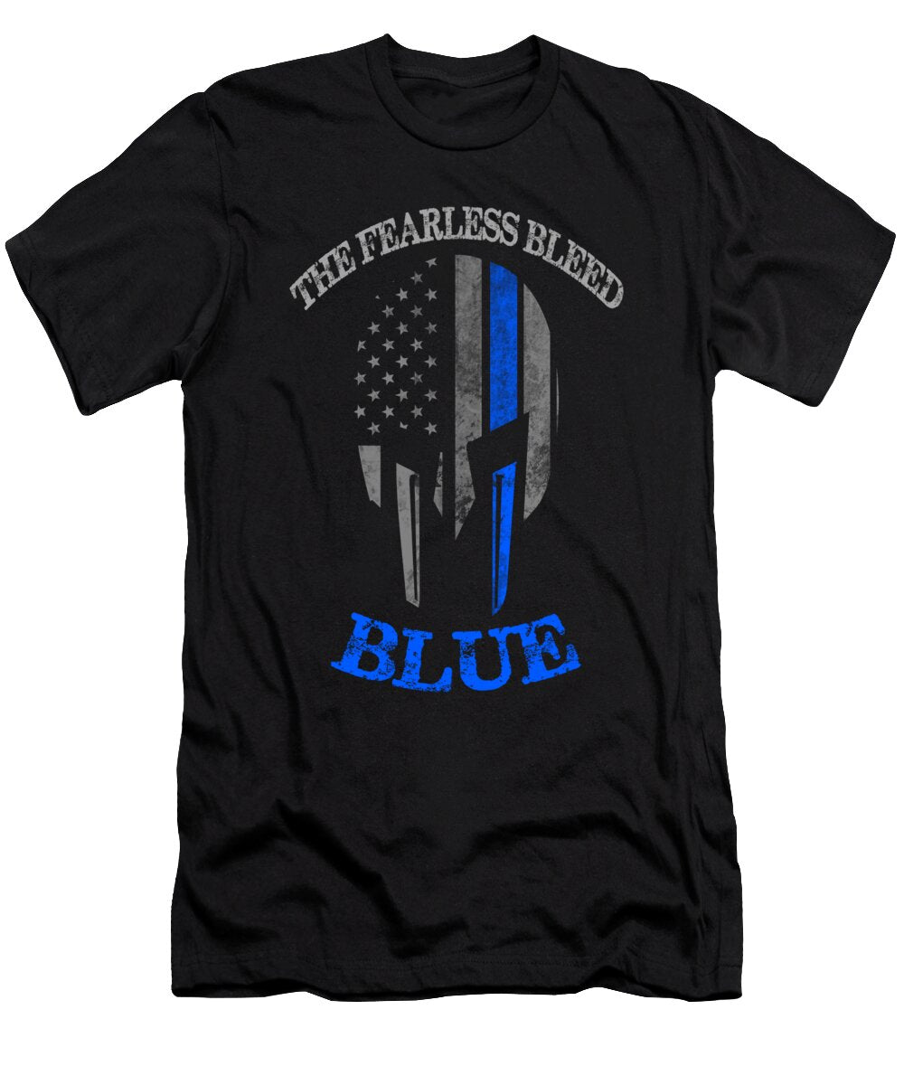 Police the Fearless Bleed Blue Jacob Zelazny T-Shirt