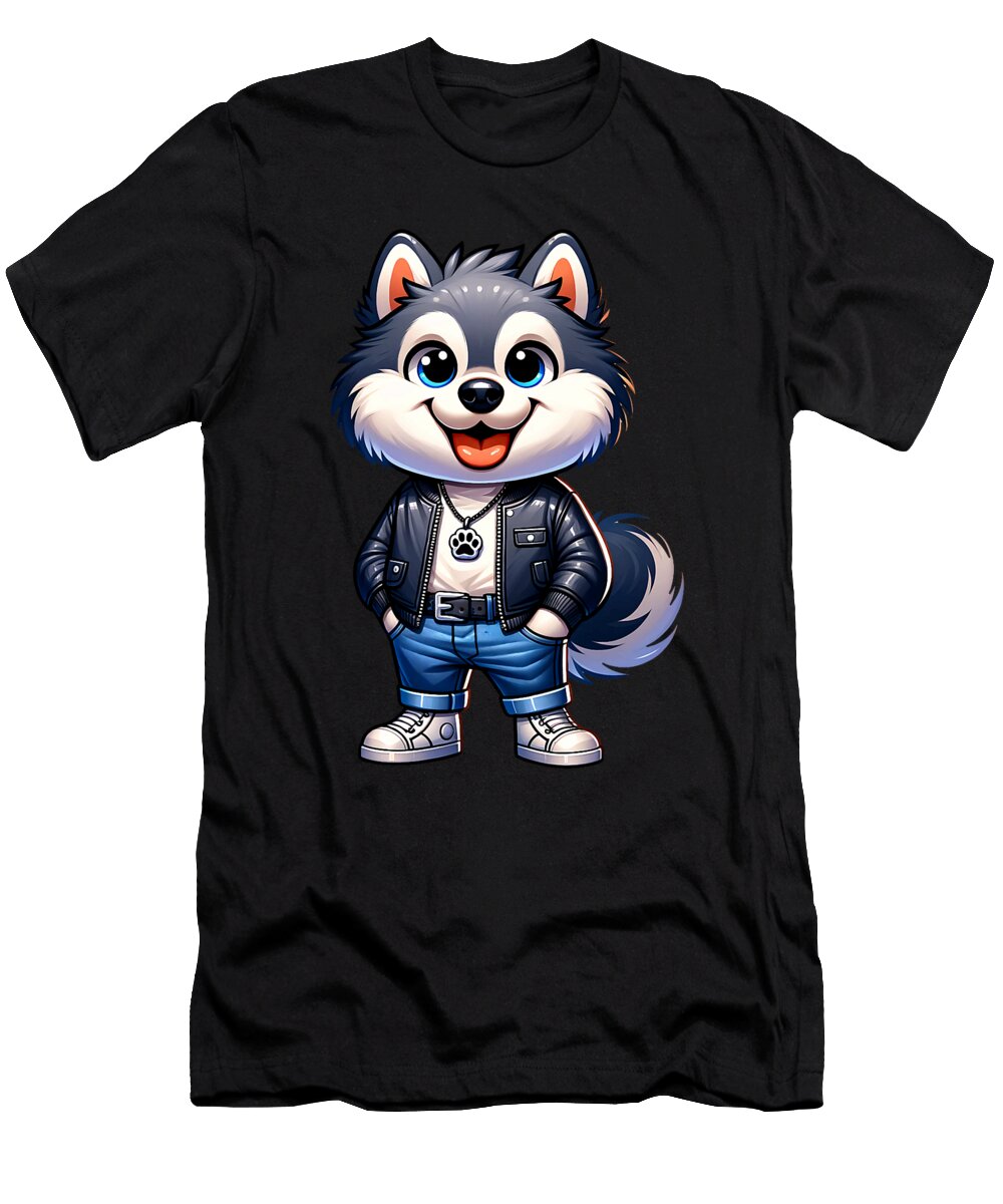 Pomsky Dog Cool Jacket Outfit Dog Mom Dad for Zyneu Gangd T-Shirt