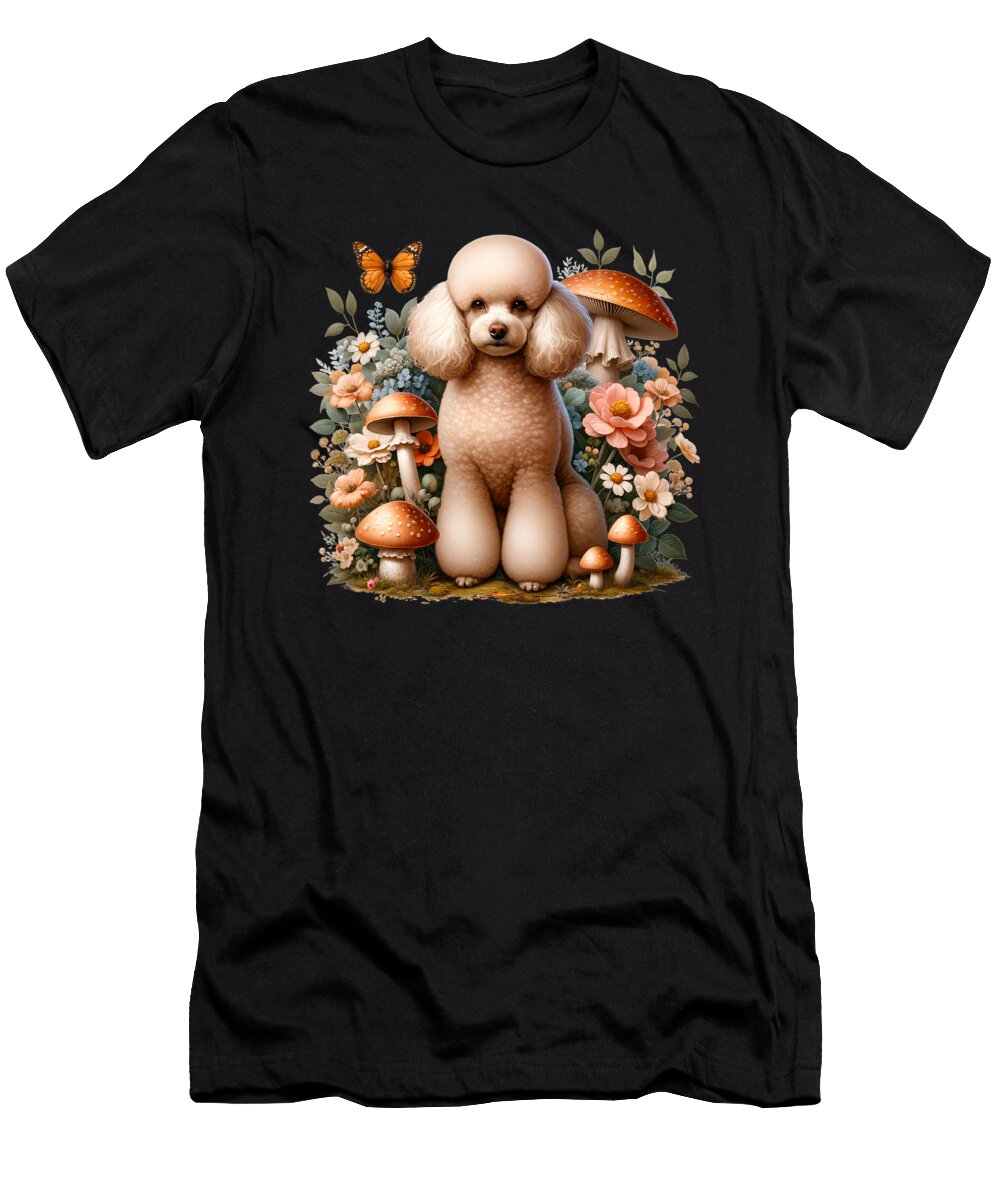 Poodle Aesthetic Mushroom Floral for Girls Women Job T-Shirt