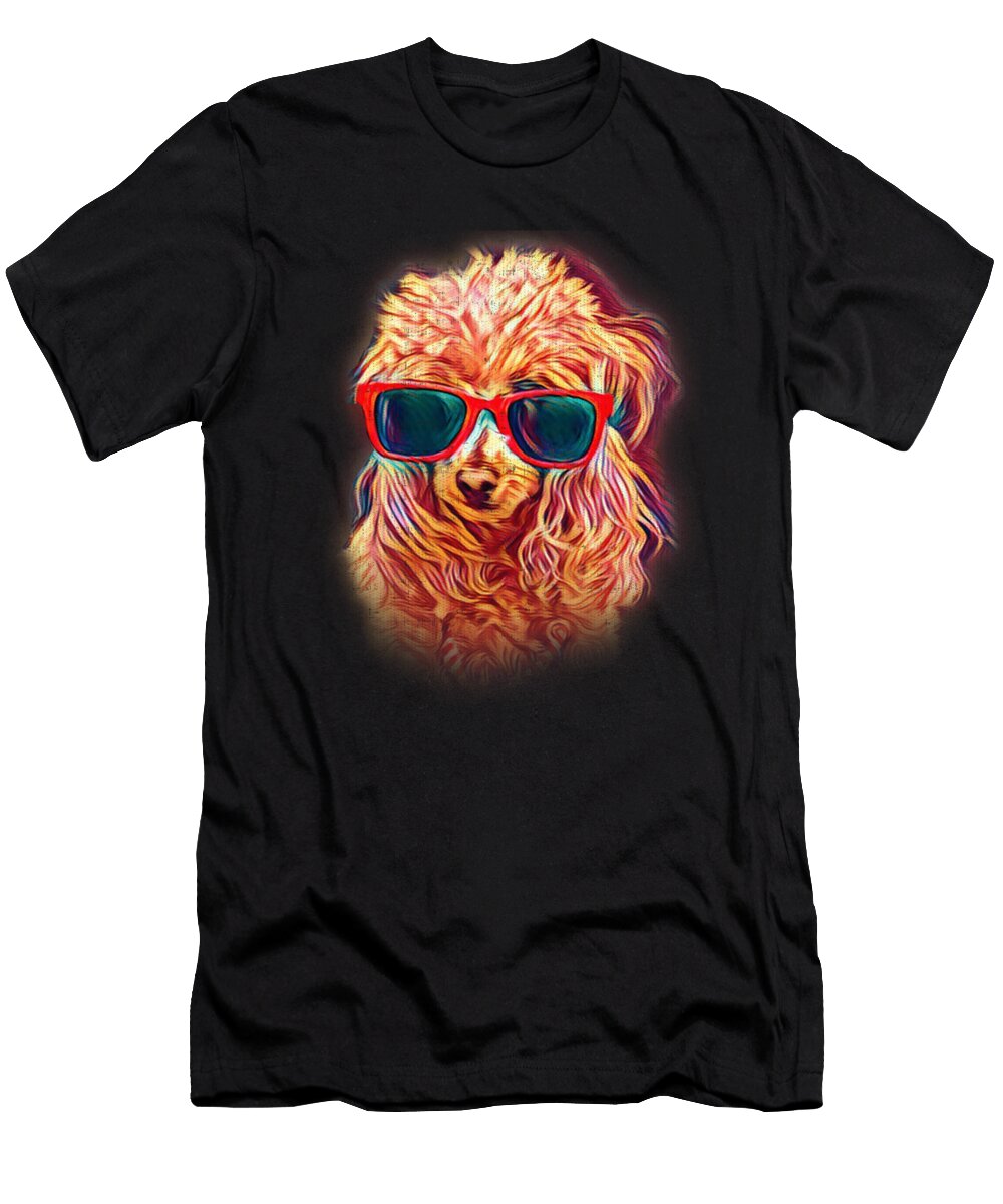 Poodle Apricot Colorful Neon Dog Sunglasses Jacob Zelazny T-Shirt