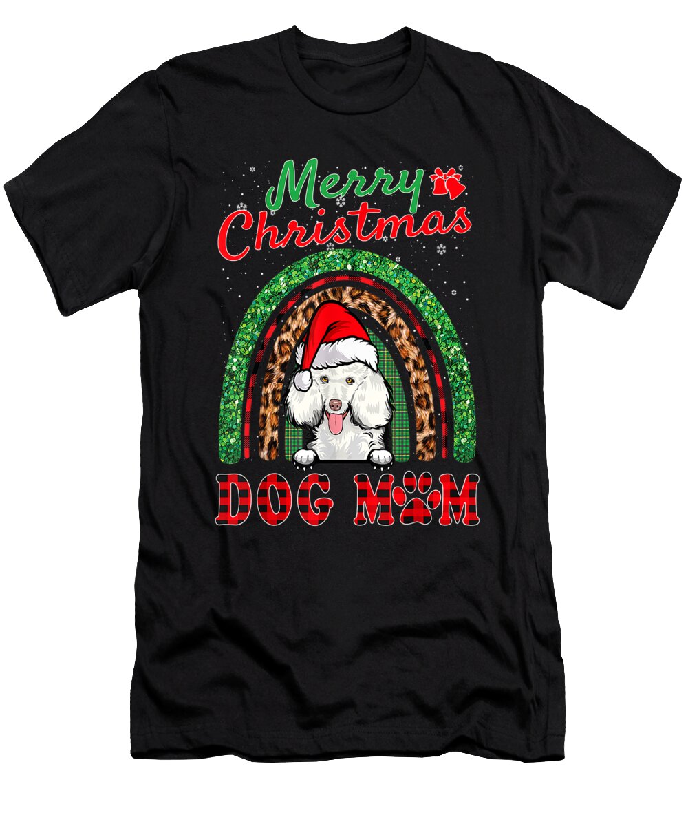 Poodle Christmas Santa Hat Dog Mom Boho Rainbow Xmas Th T-Shirt