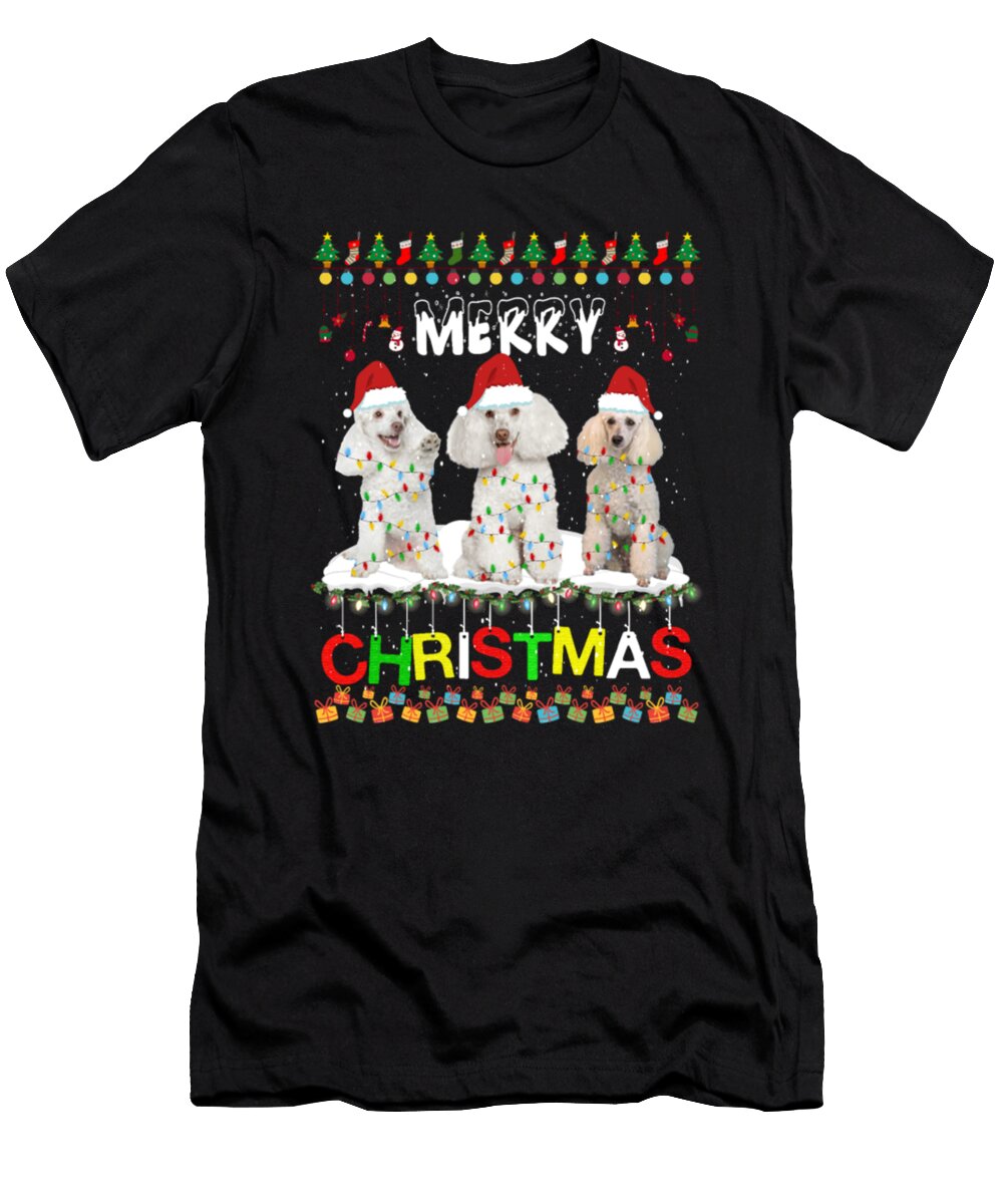 Poodle Christmas Tree Light Pajama Xmas Dog Tinh Tran Le Thanh T-Shirt