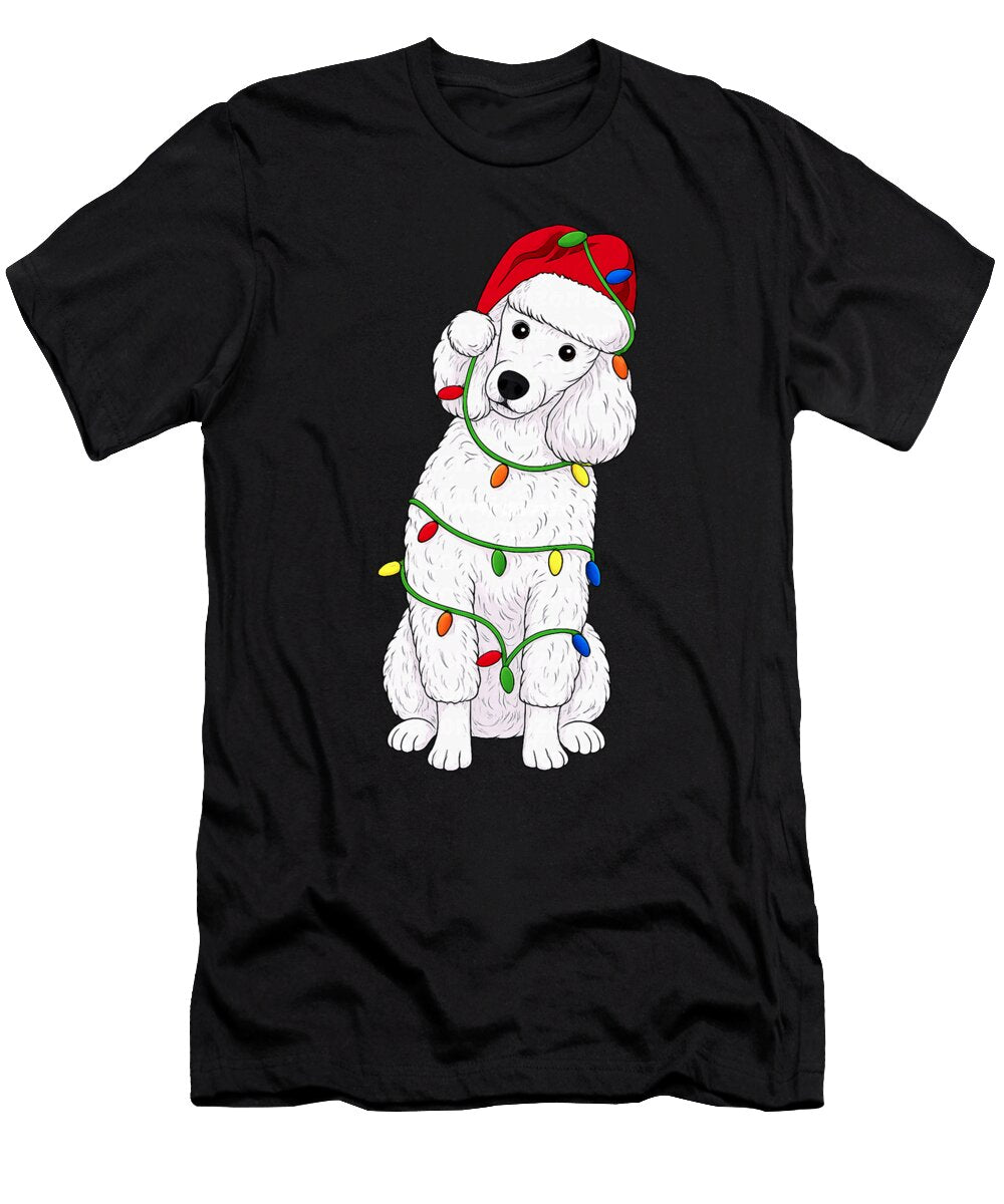 Poodle Christmas Tree Lights Holiday Dog Lover Yah Lishr T-Shirt