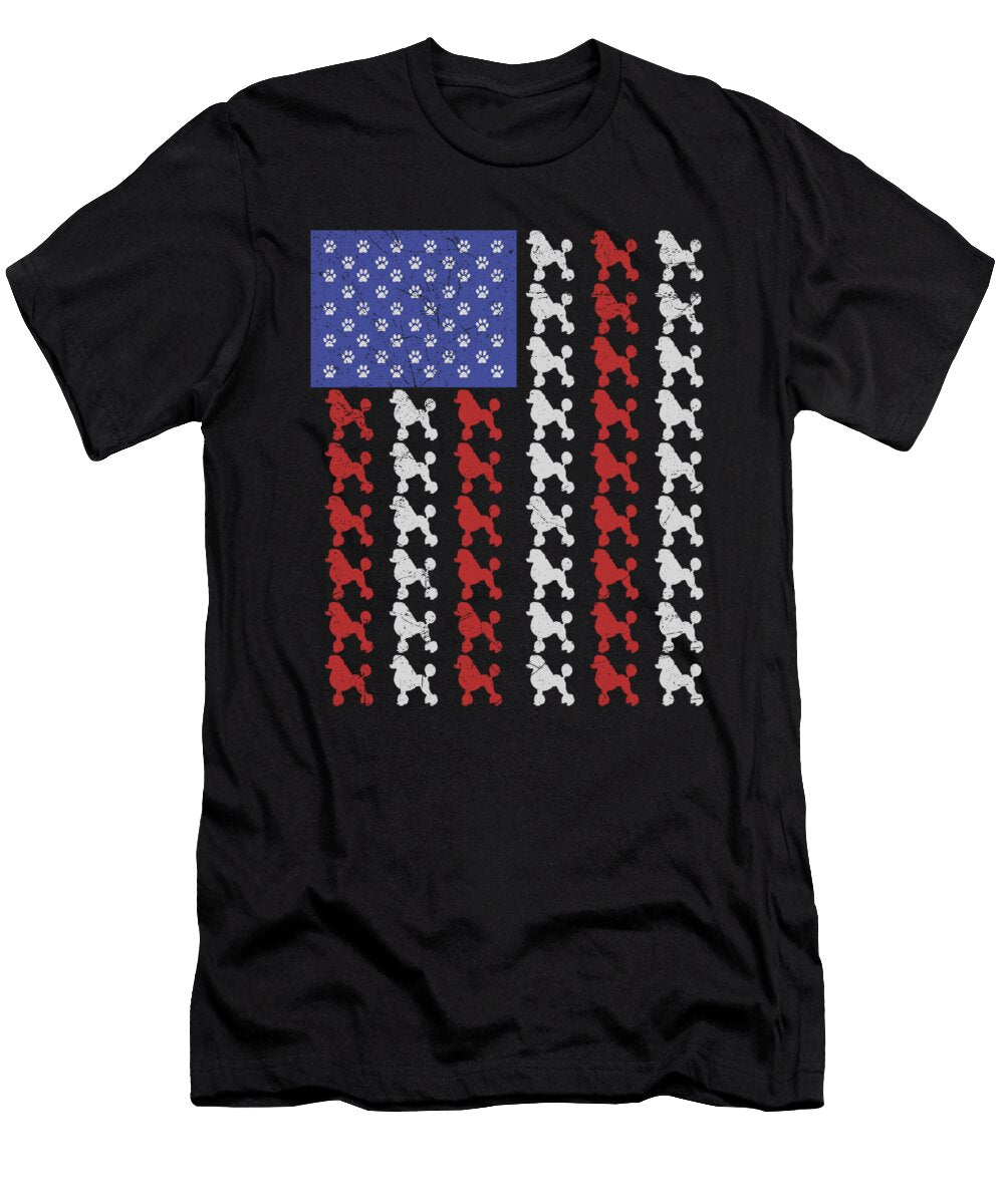 Poodle Dog American Flag Eboni Dabila T-Shirt