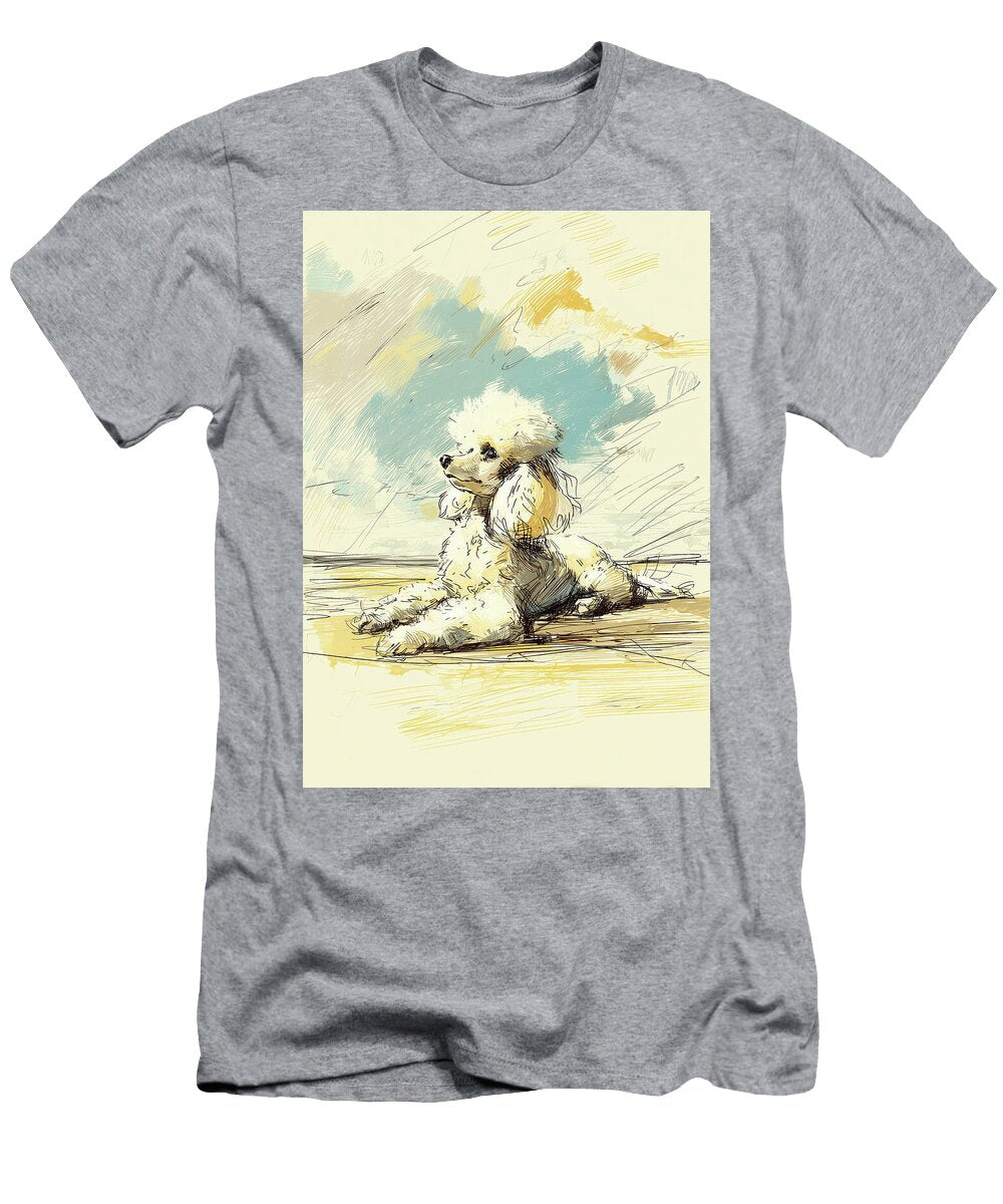 Poodle Dog and Beach Sketch No2 Dog Art Museum T-Shirt