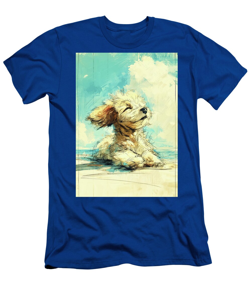 Poodle Dog and Beach Sketch No3 Dog Art Museum T-Shirt