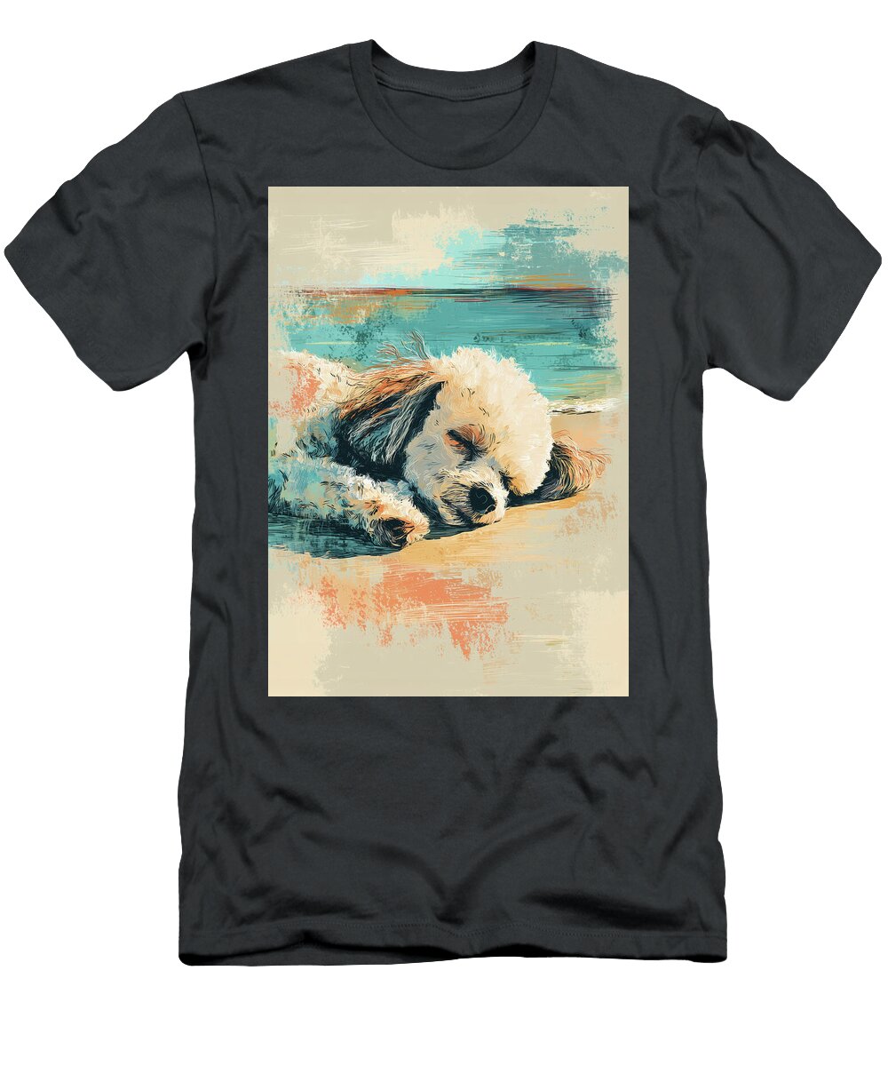 Poodle Dog and Beach Sketch No5 Dog Art Museum T-Shirt