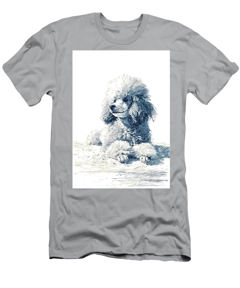 Poodle Dog and Beach Sketch No6 Dog Art Museum T-Shirt