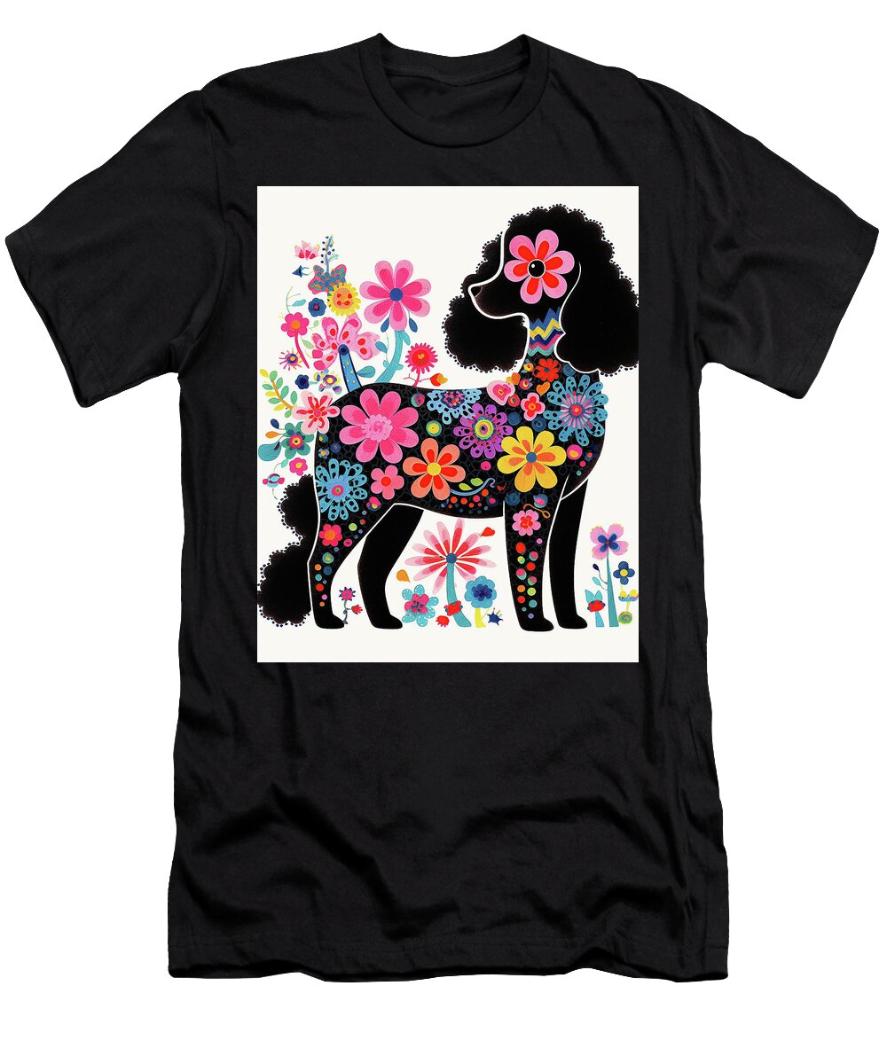 Poodle Dog and Flowers 002 Tailor Jewel Tailor Jewel T-Shirt