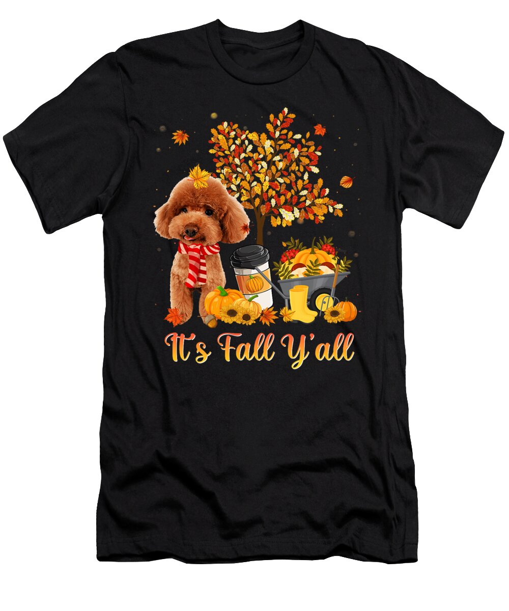Poodle Dog Autumn Fall Pumpkin Truck Mappe Natalie Lidford T-Shirt