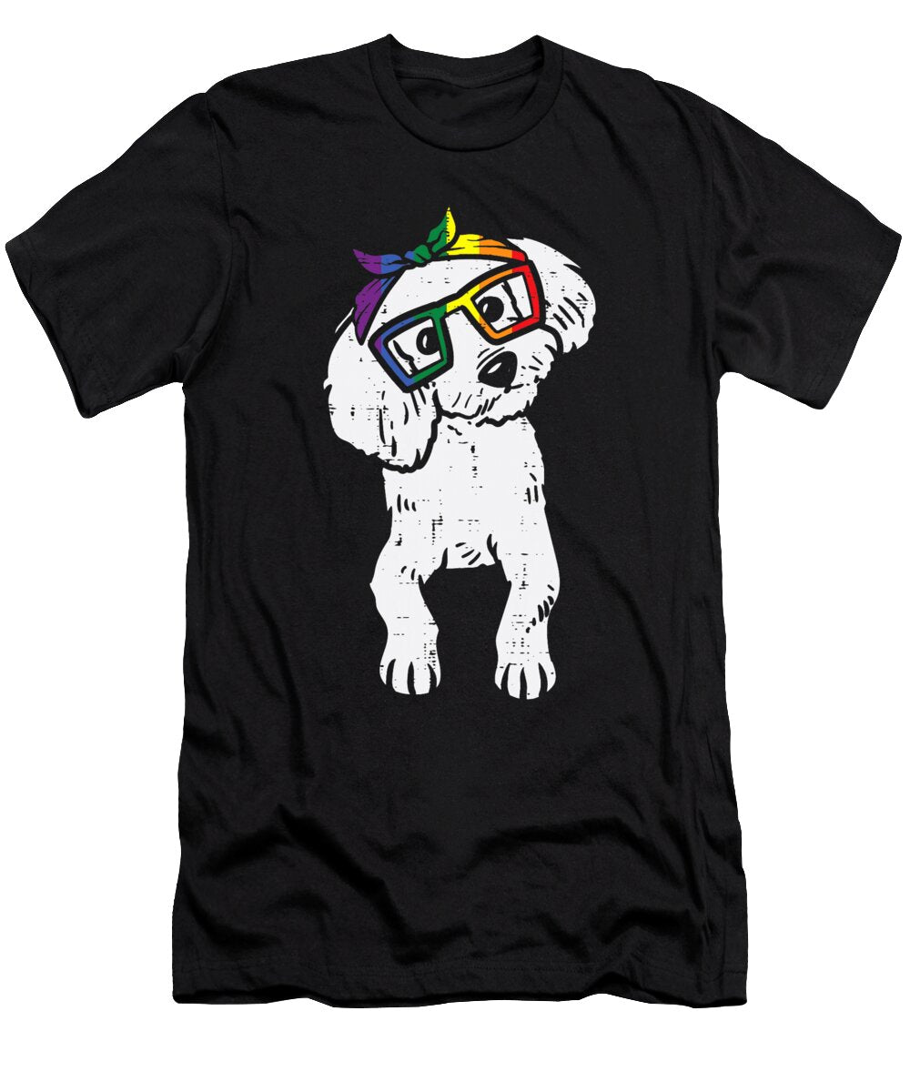 Poodle Dog Bandana Lgbtq Rainbow Flag Gay Pride Ally Lover Dhbubble T-Shirt