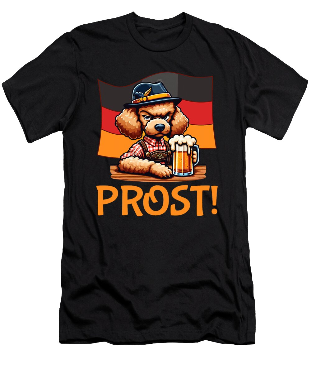 Poodle Dog Bavarian German Drinking Beer Prost Zyneu Gangd T-Shirt