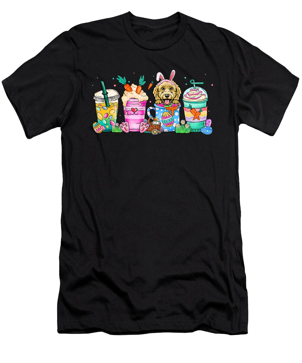 Poodle Dog Coffee Lover Easter Eggs Easter Bunny Natalie Lidford T-Shirt