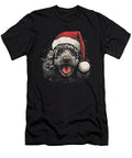 Poodle Dog Funny Christmas Santa Hat Tree Family Natalie Lidford T-Shirt