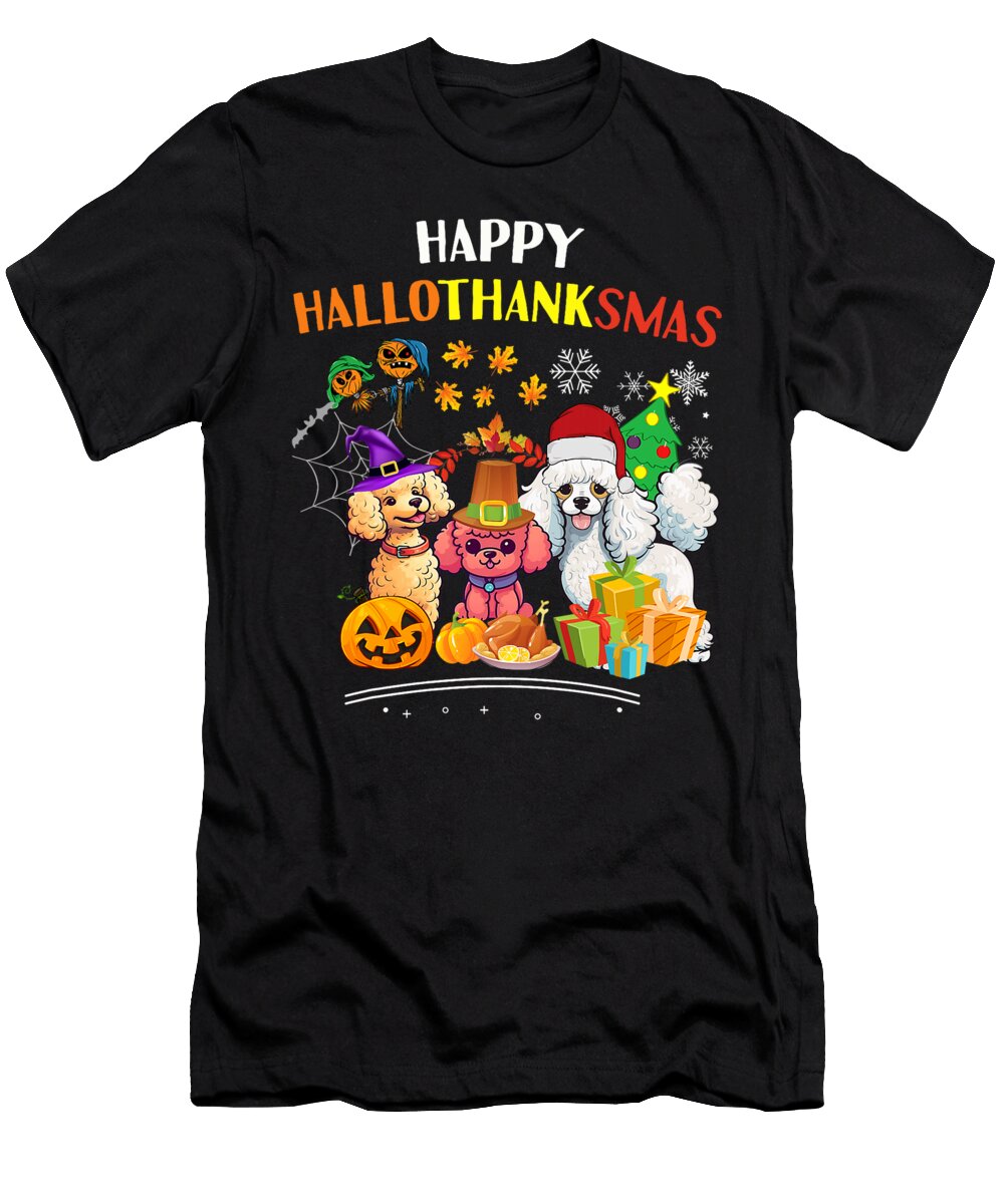 Poodle Dog Halloween Merry Christmas Happy Natalie Lidford T-Shirt
