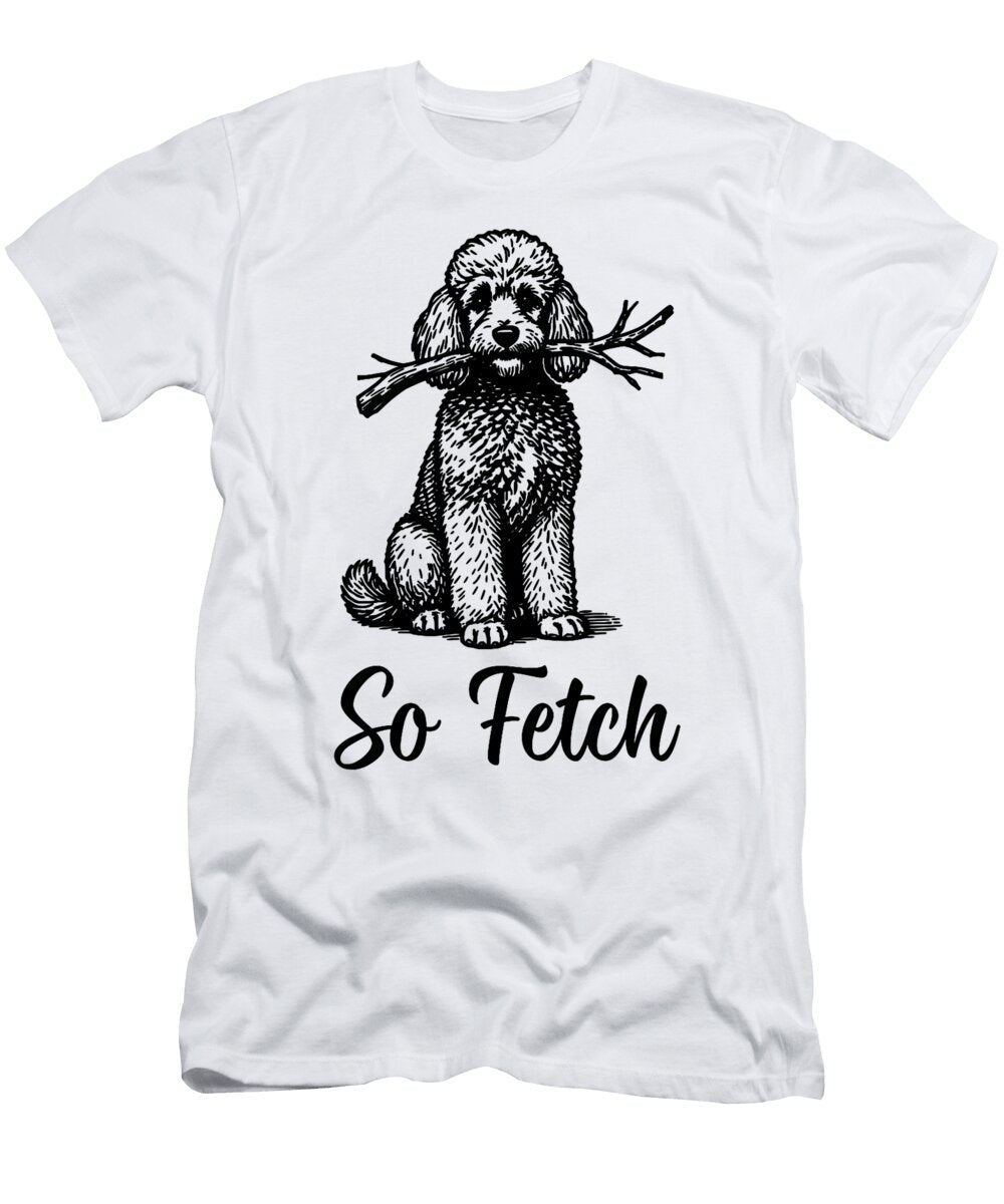 Poodle Dog Holding a Tree Branch So Fetch Tattoo Studi Alex T-Shirt