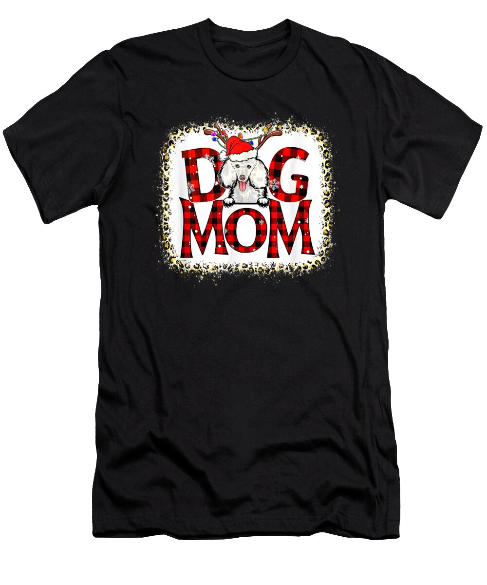 Poodle Dog Mom Buffalo Plaid Xmas Pajama Reindeer Horn4 Th T-Shirt