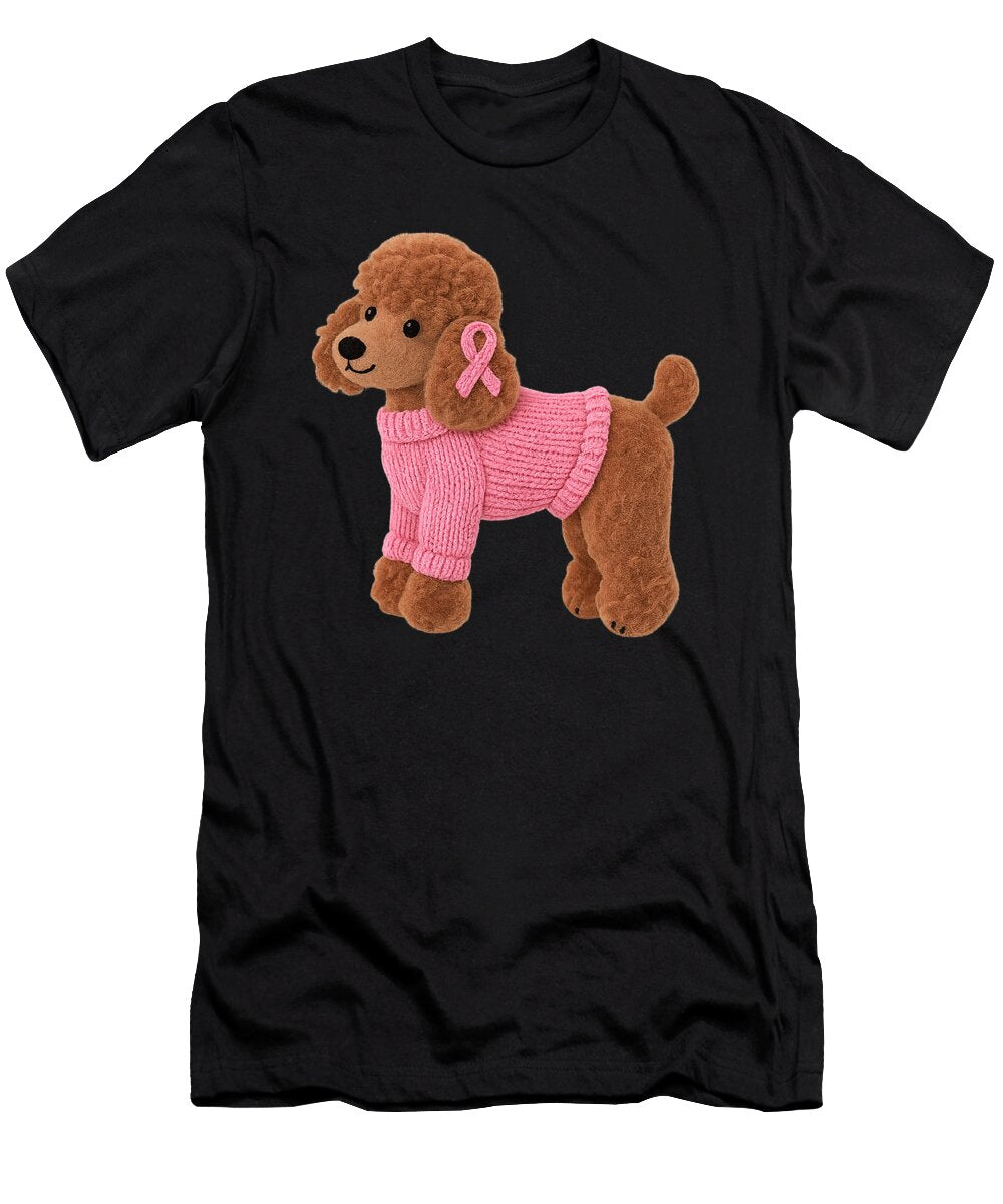 Poodle Dog Pink Ribbon Breast Cancer Pattern Yah Lishr T-Shirt