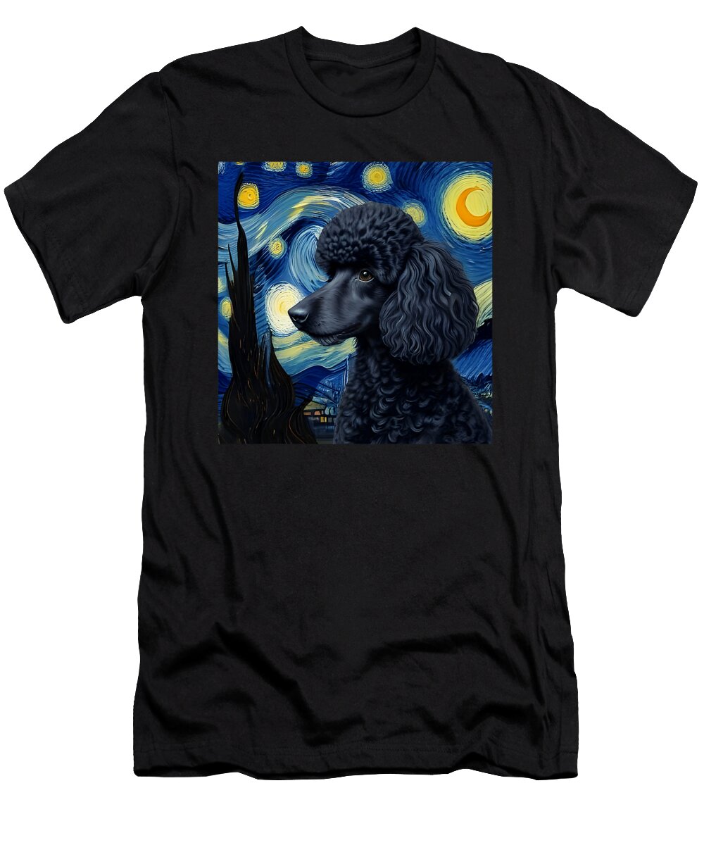 Poodle Dog Starry Night Van Gogh Painting Zyneu Gangd T-Shirt