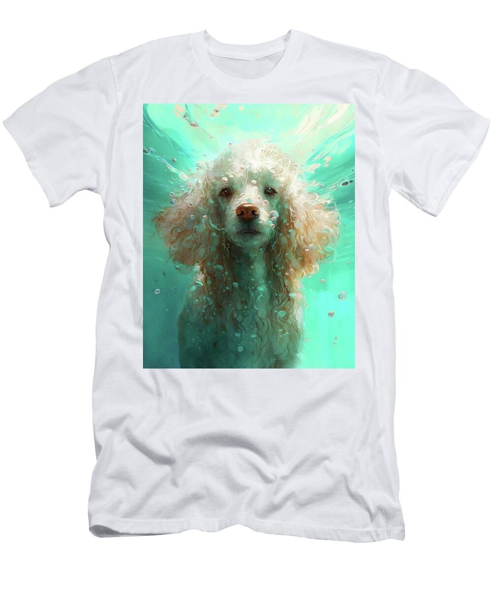 Poodle Dog Swimming in Water 001 Enrico Nariano T-Shirt