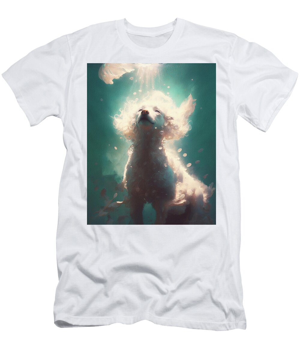 Poodle Dog Swimming in Water 002 Enrico Nariano T-Shirt