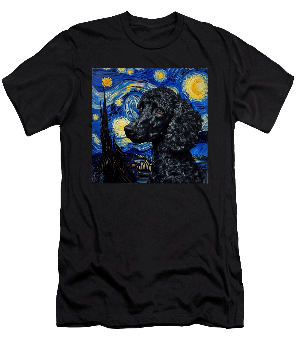 Poodle Dog Van Gogh Style Starry Night for Men Zyneu Gangd T-Shirt