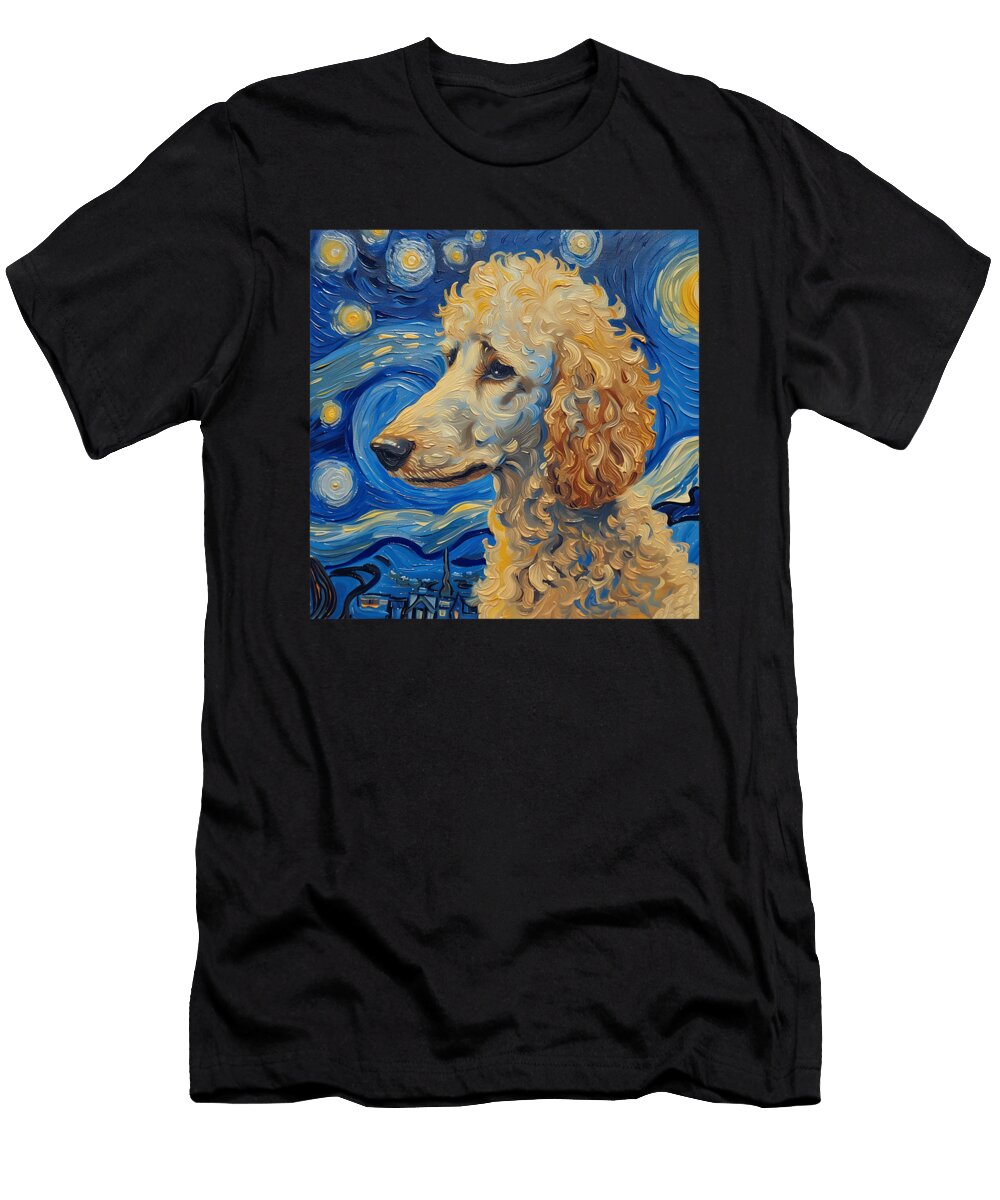 Poodle Dog Van Gogh Style Starry Night Funny Zyneu Gangd T-Shirt
