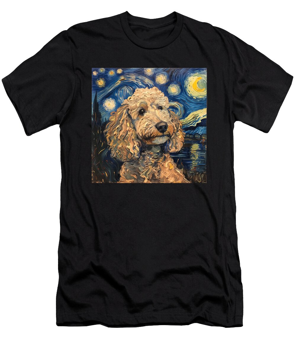 Poodle Dog Van Gogh Style Starry Night Zyneu Gangd T-Shirt
