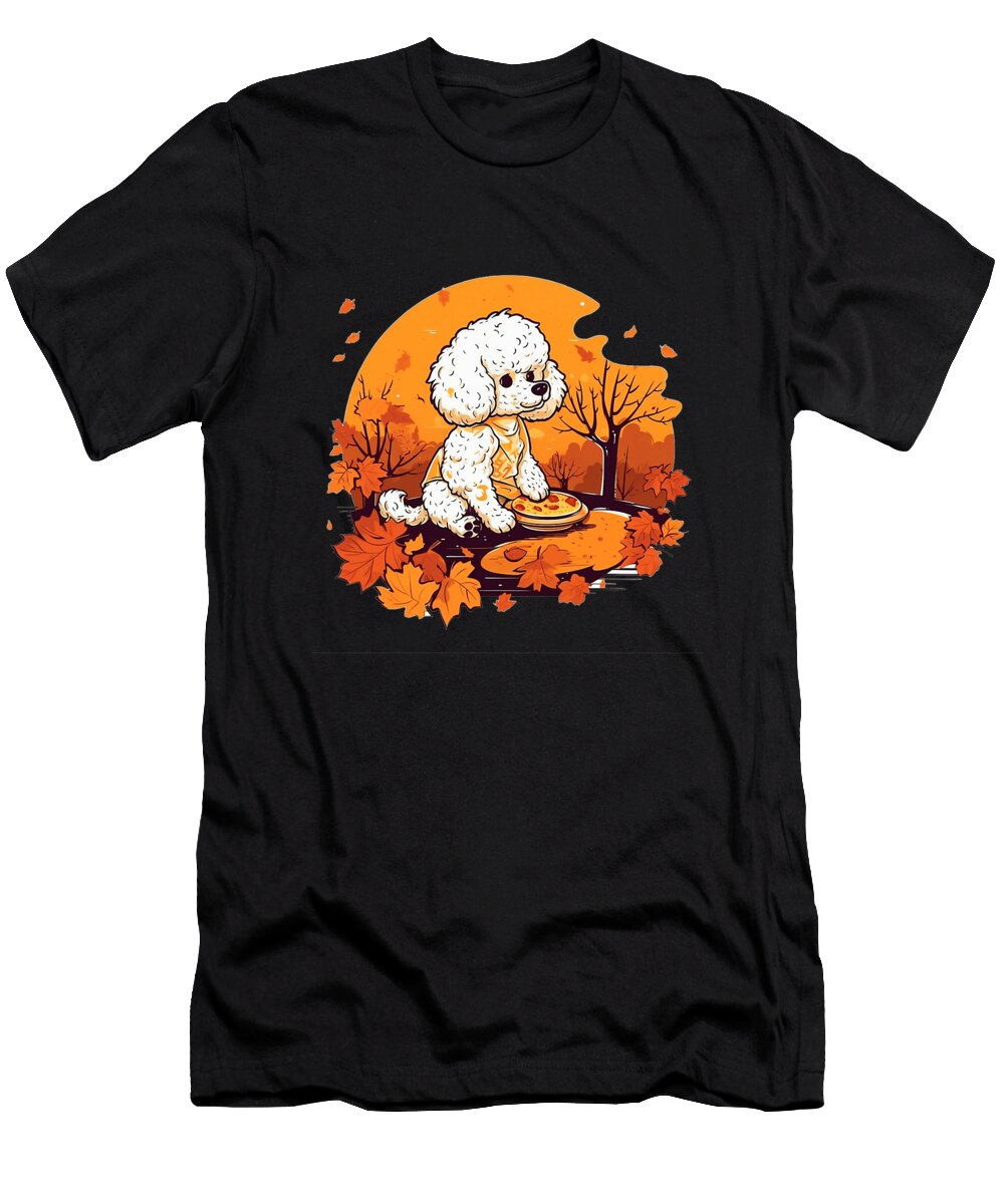 Poodle Eating Pumpkin Pie Thanksgiving Day Dog Yah Lishr T-Shirt