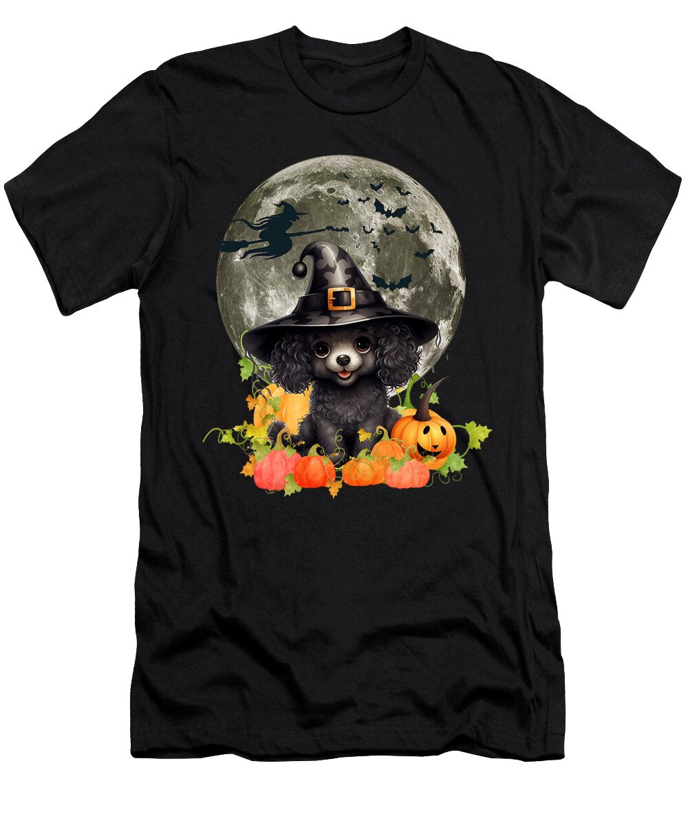 Poodle Halloween Witchy Hat Poodle Dog Owners Natalie Lidford T-Shirt