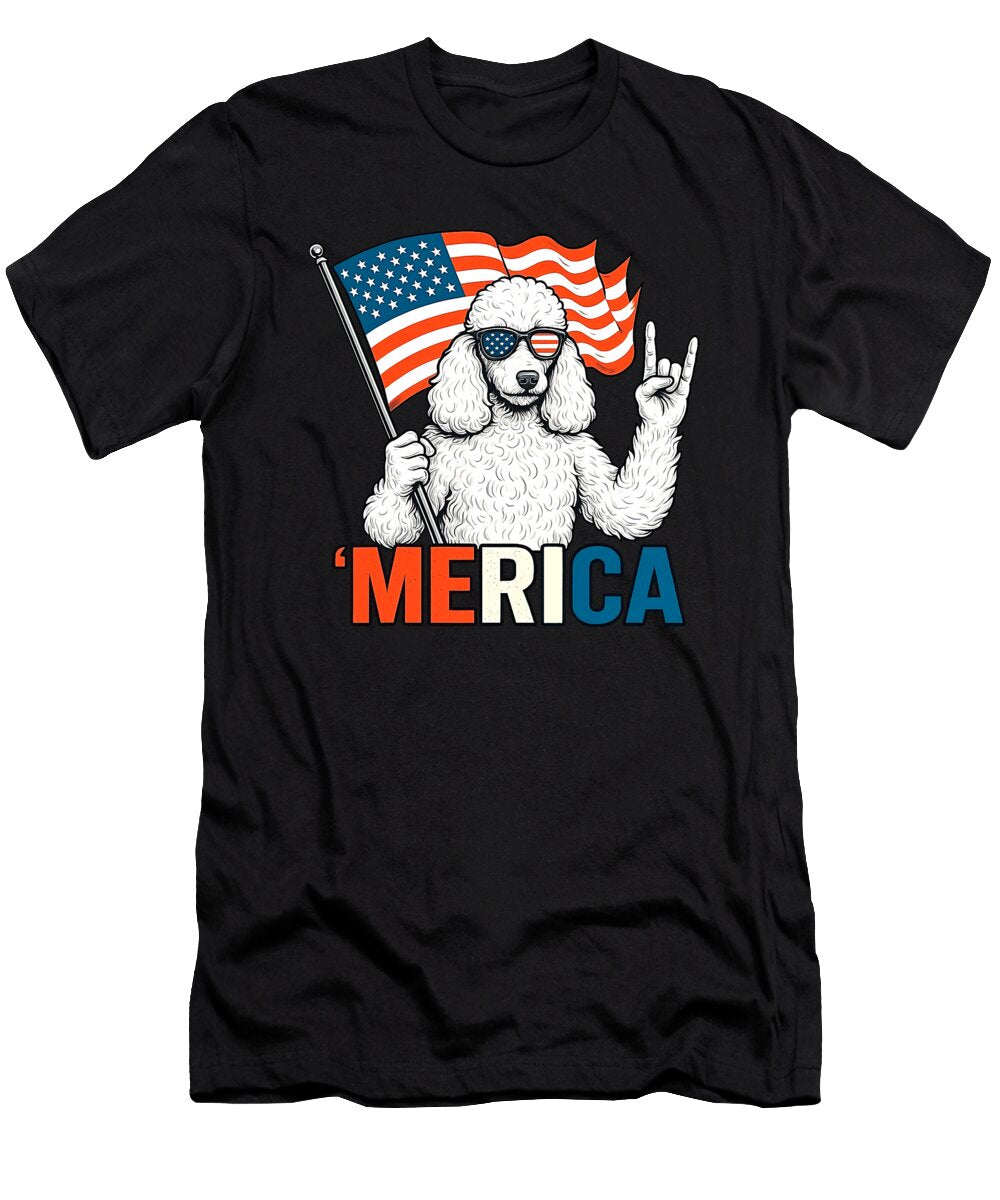 Poodle Merica American Flag 4th of July Dog for Studi Alex T-Shirt