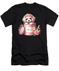 Poodle Puppy Pink Flower Bucket Poodle Dog Valentine Heidi Joyce T-Shirt