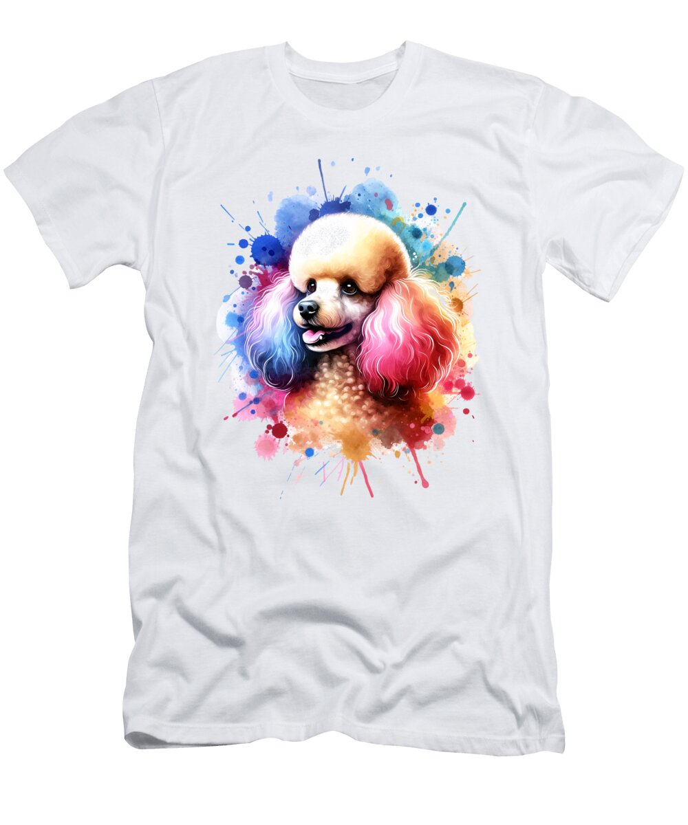 Poodle Rainbow Watercolor Portrait Dog Lover Poodle Gift Kevin Garbes T-Shirt