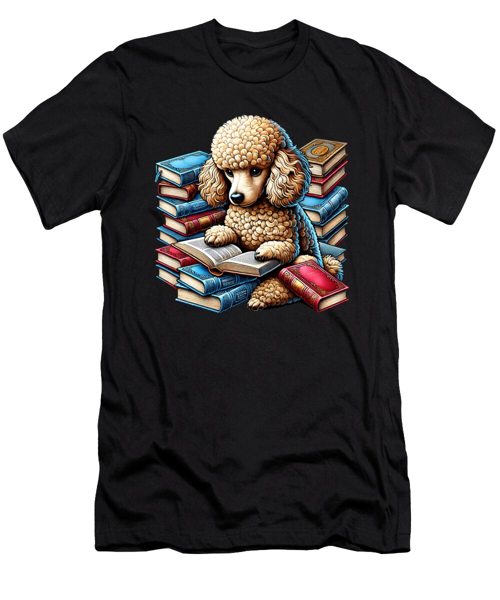 Poodle Reading Book Reader Poodle Lover Bookworm Job T-Shirt