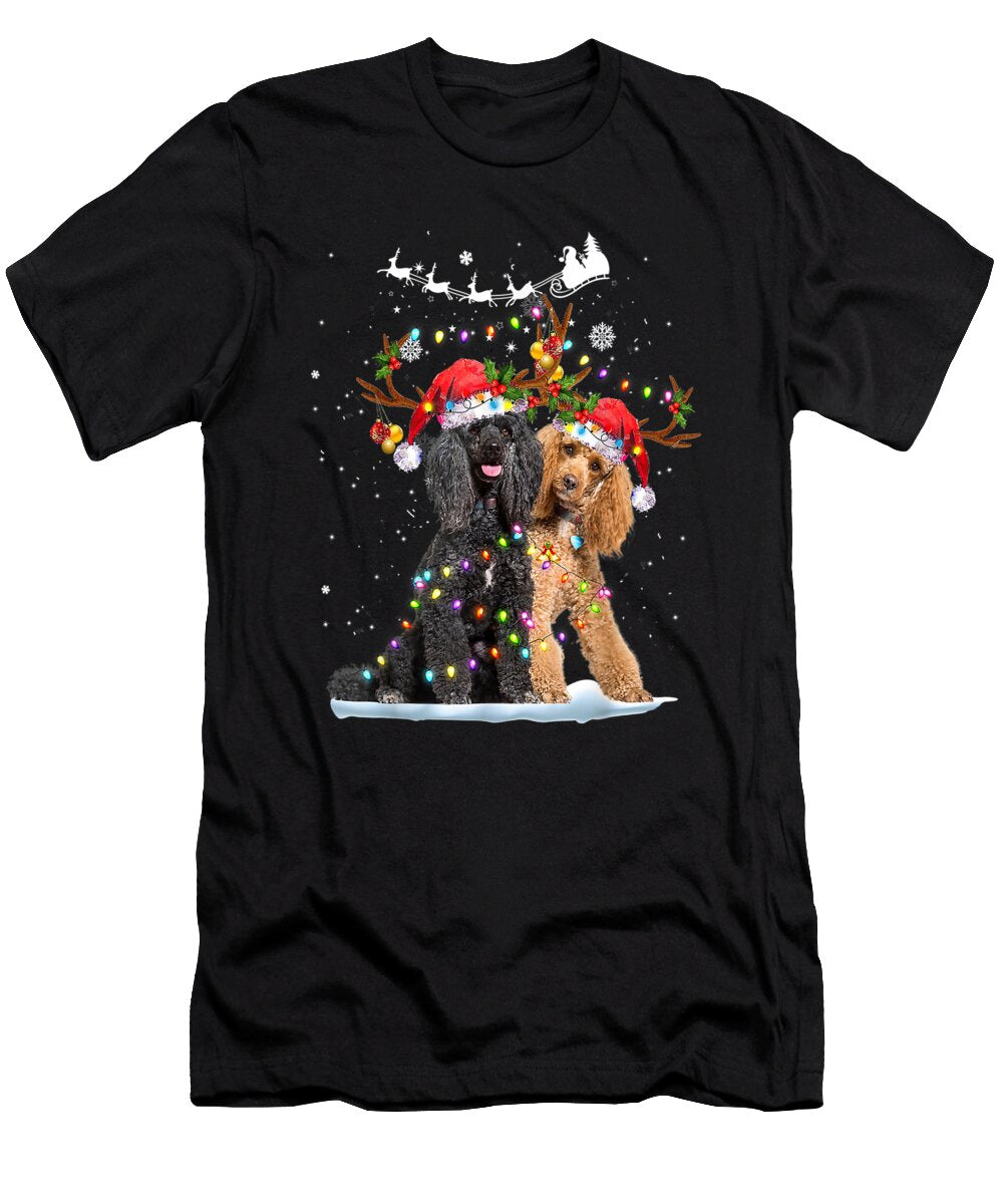 Poodle Reindeer Santa Hat Xmas Lights Christmas Xmas Th T-Shirt