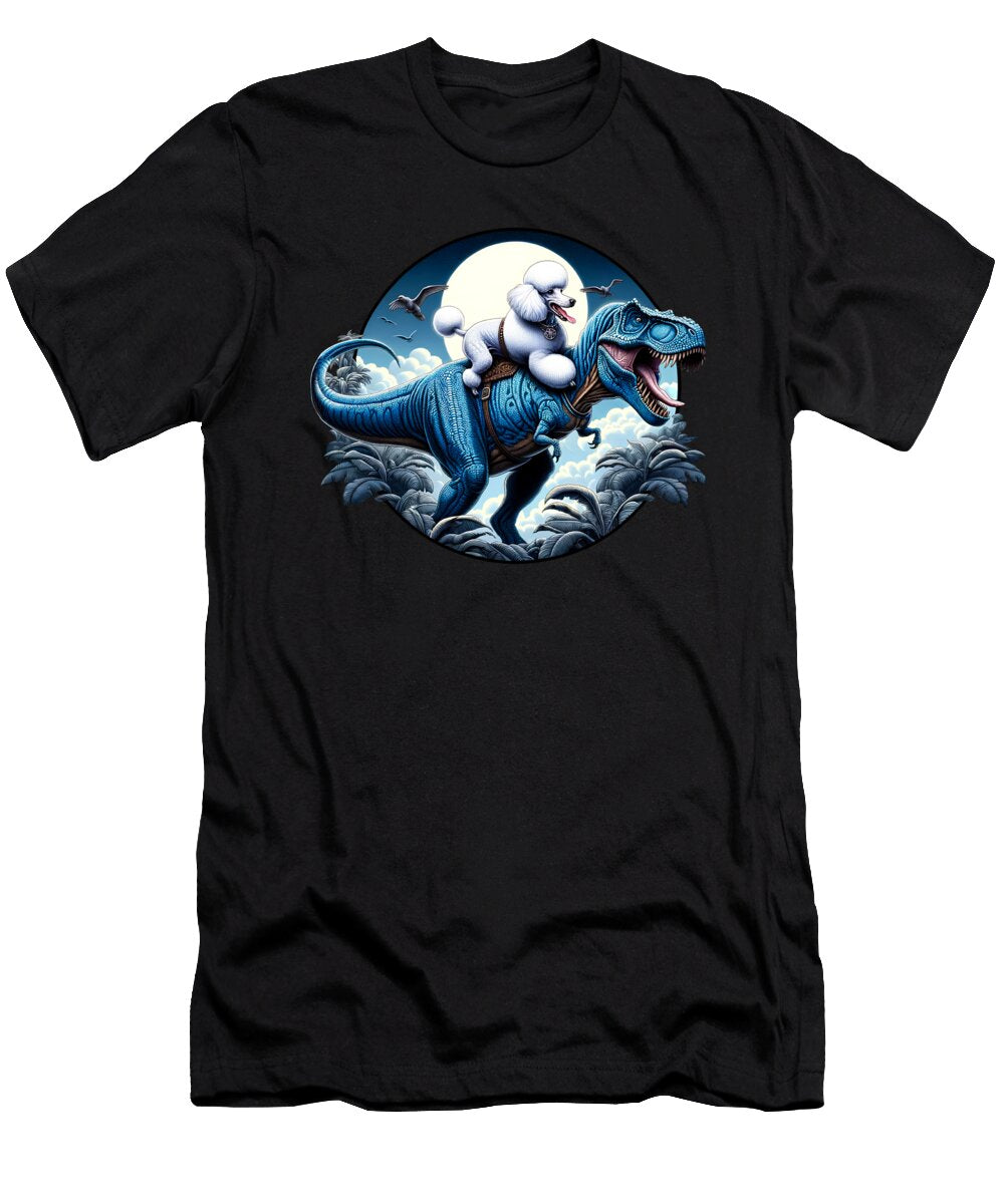 Poodle Riding Dinosaur Funny Lover Job T-Shirt