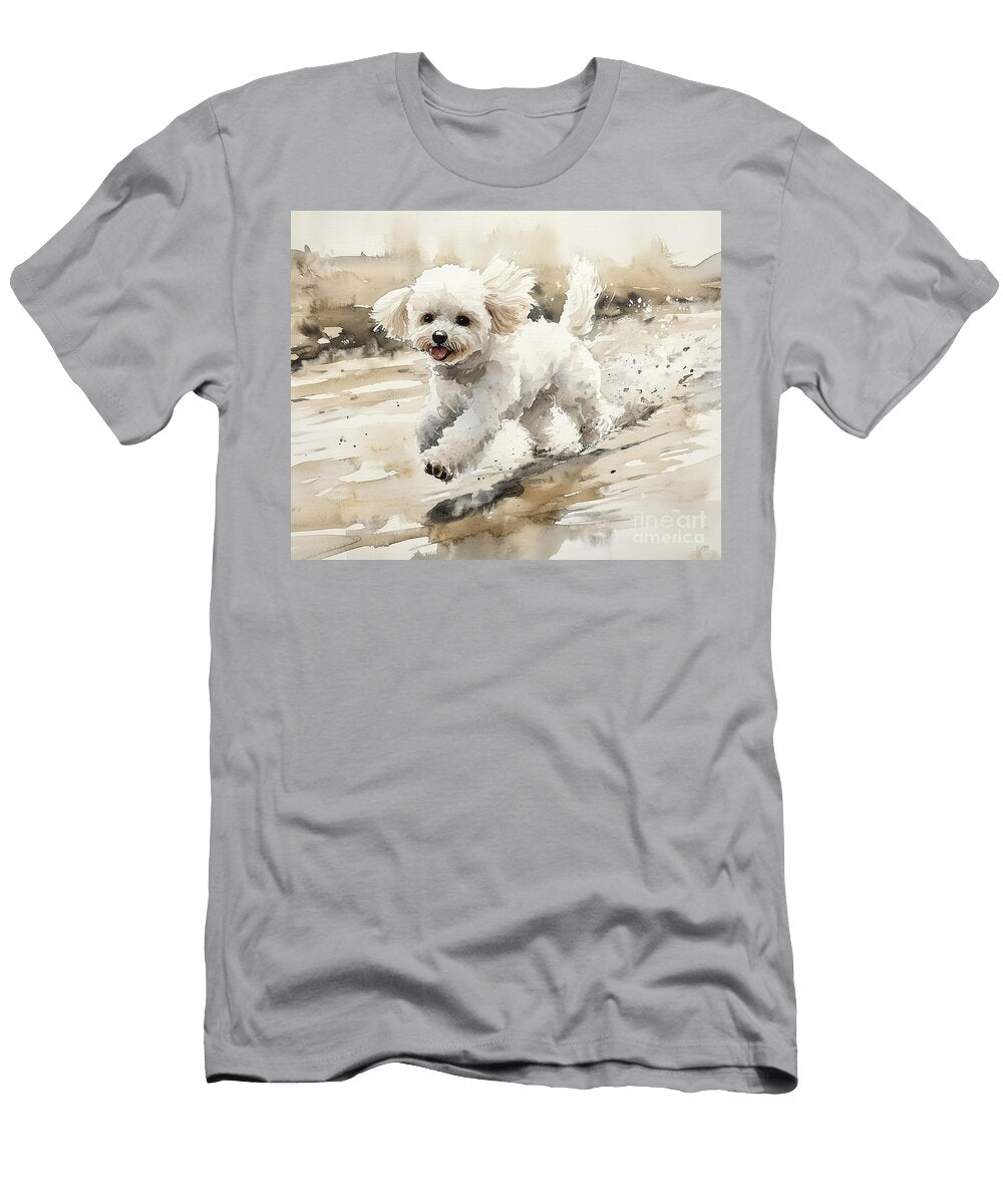 Poodle Running on the Beach Lauras Creations T-Shirt