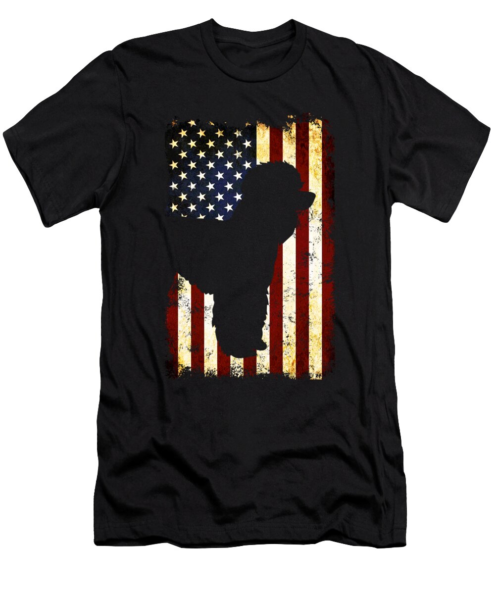 Poodle Silhouette American Flag 4th of July Wowshirt T-Shirt