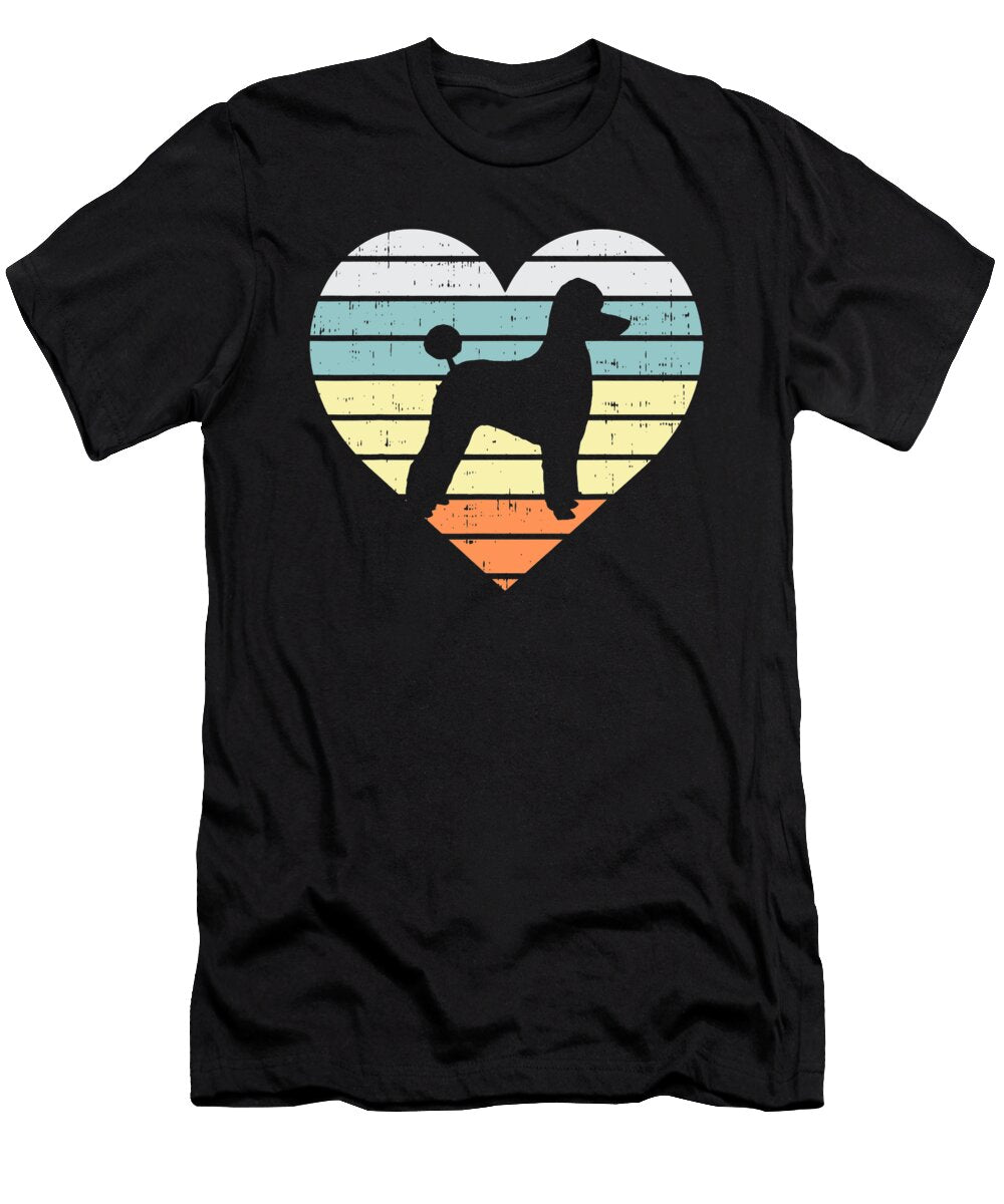 Poodle Silhouette Heart Sunset Retro Dog Lover Owner Gift Dhbubble T-Shirt
