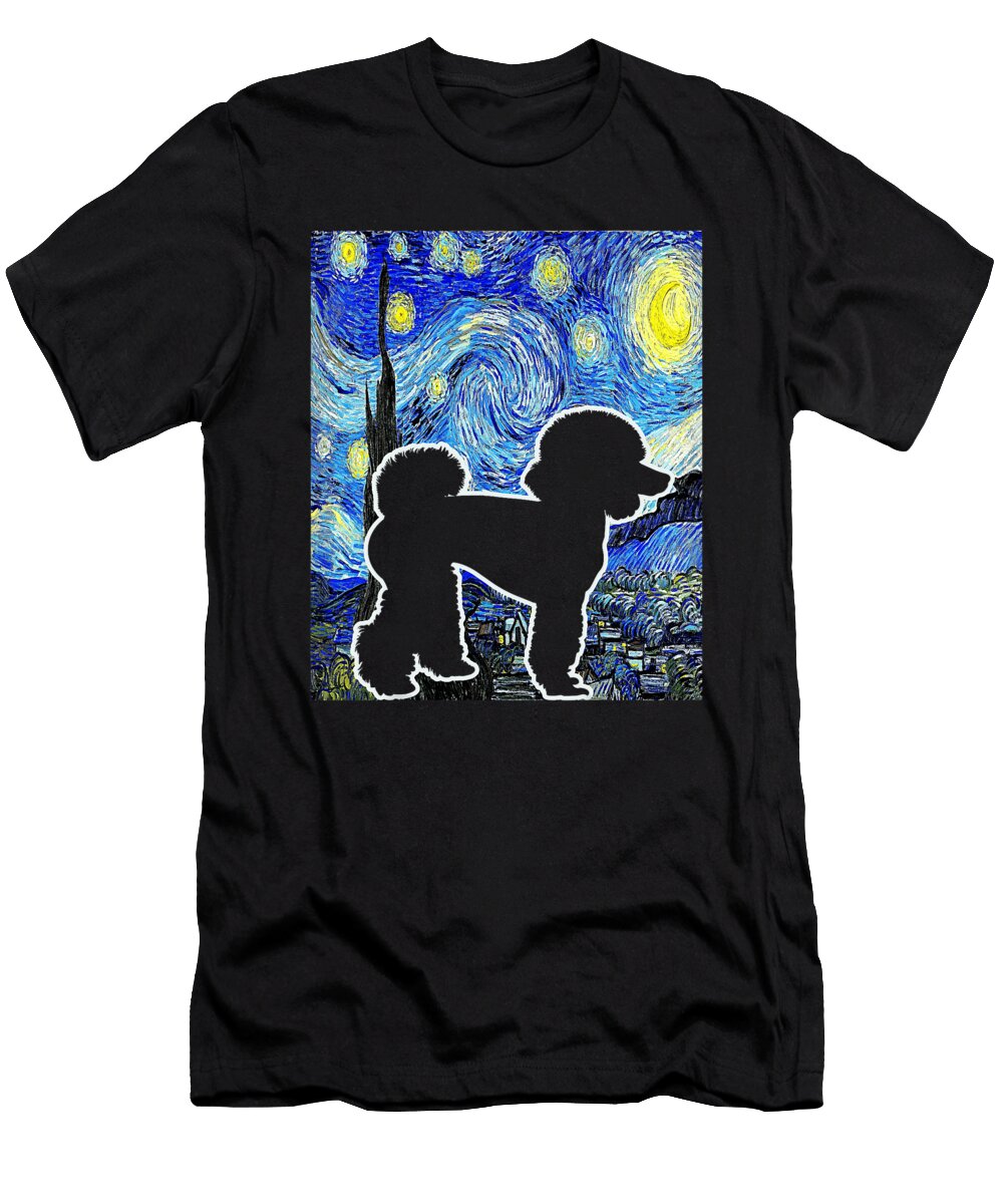 Poodle Starry Night Dog Lover Van Gogh Poodle Zyneu Gangd T-Shirt