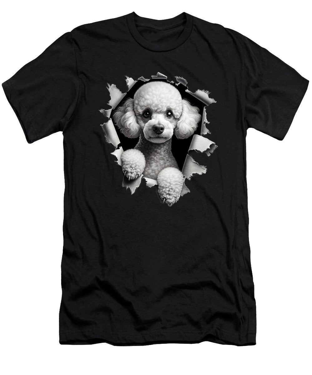Poodle Tearing Out Ripping Through Clothes Poodle Torn Cloth Job T-Shirt