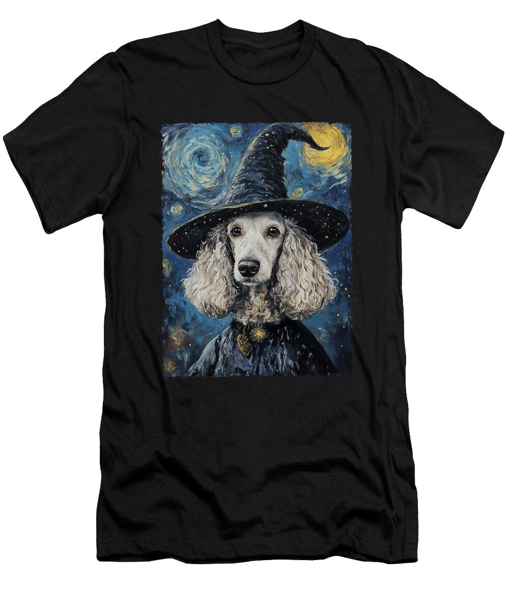 Poodle Witch Costume Painting Starry Night Dog Zyneu Gangd T-Shirt