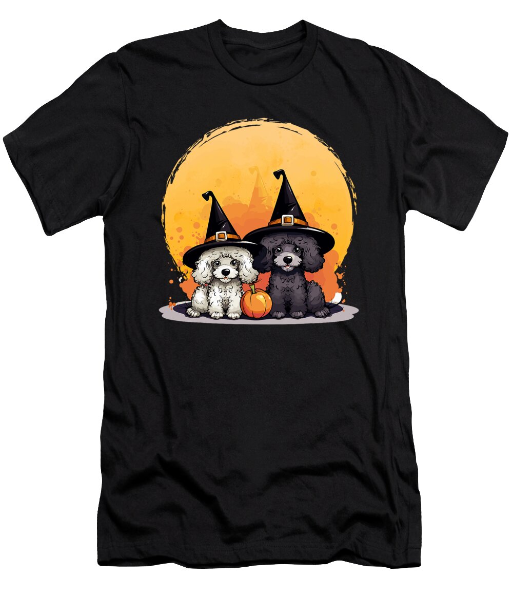 Poodle Witch Howloween Pawsome Pumpkin Puppy Natalie Lidford T-Shirt