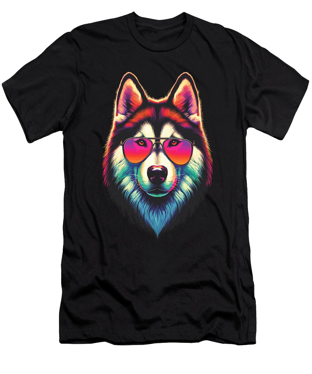 Pop Art Sunglasses Siberian Husky Dog Siberian Natalie Lidford T-Shirt
